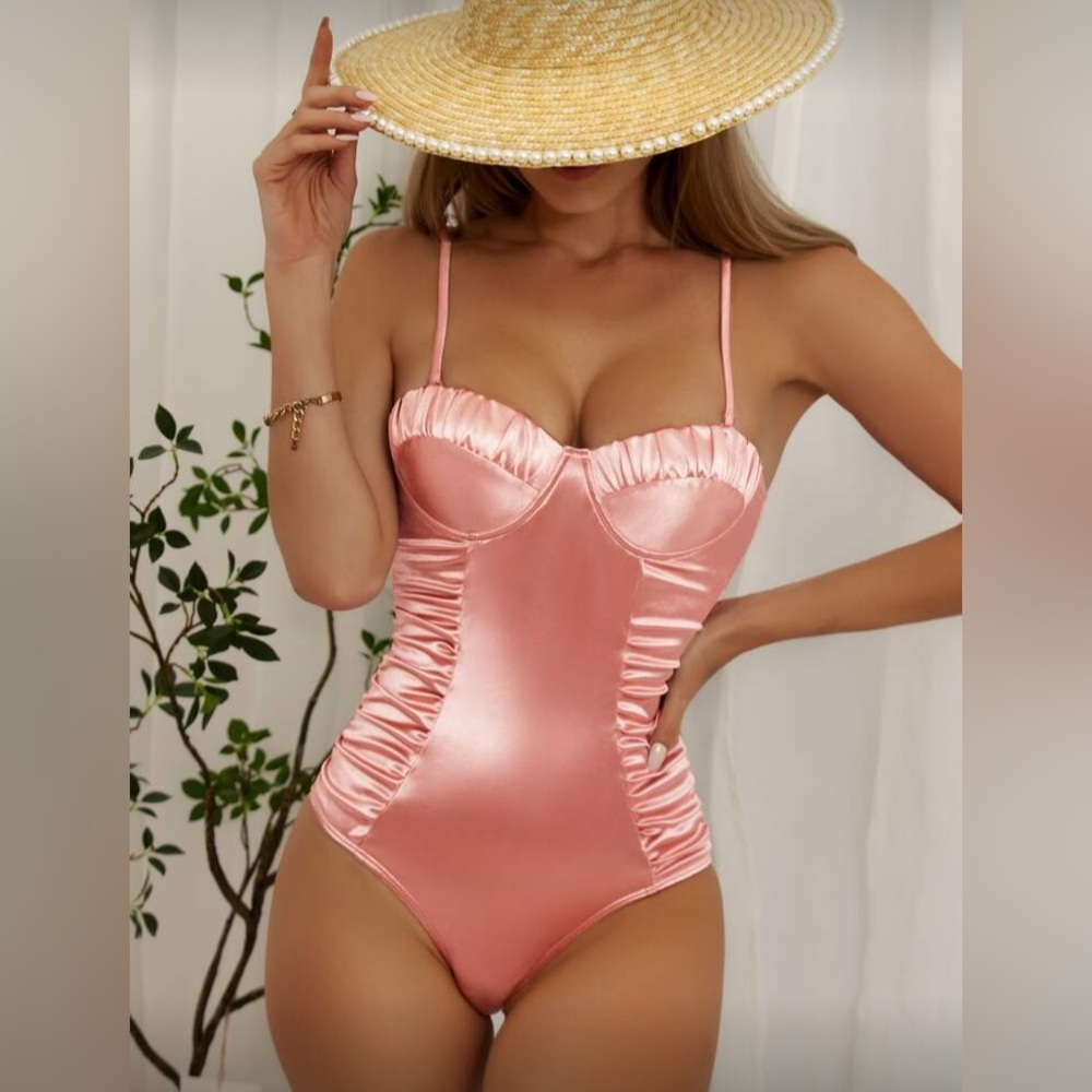 Satin push up bathing suit.